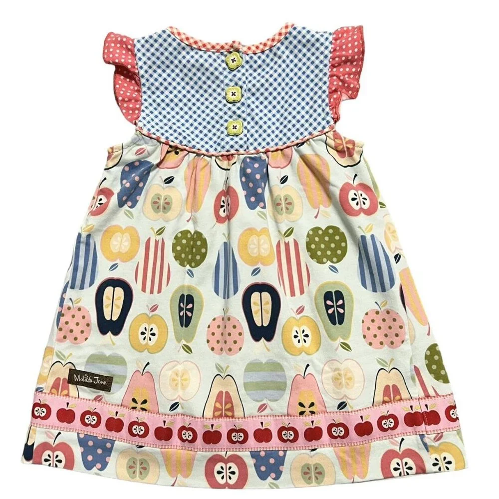 Matilda Jane 12-18m Adventure Begins Preschool Pretty Apple Dress & Bloomers Set